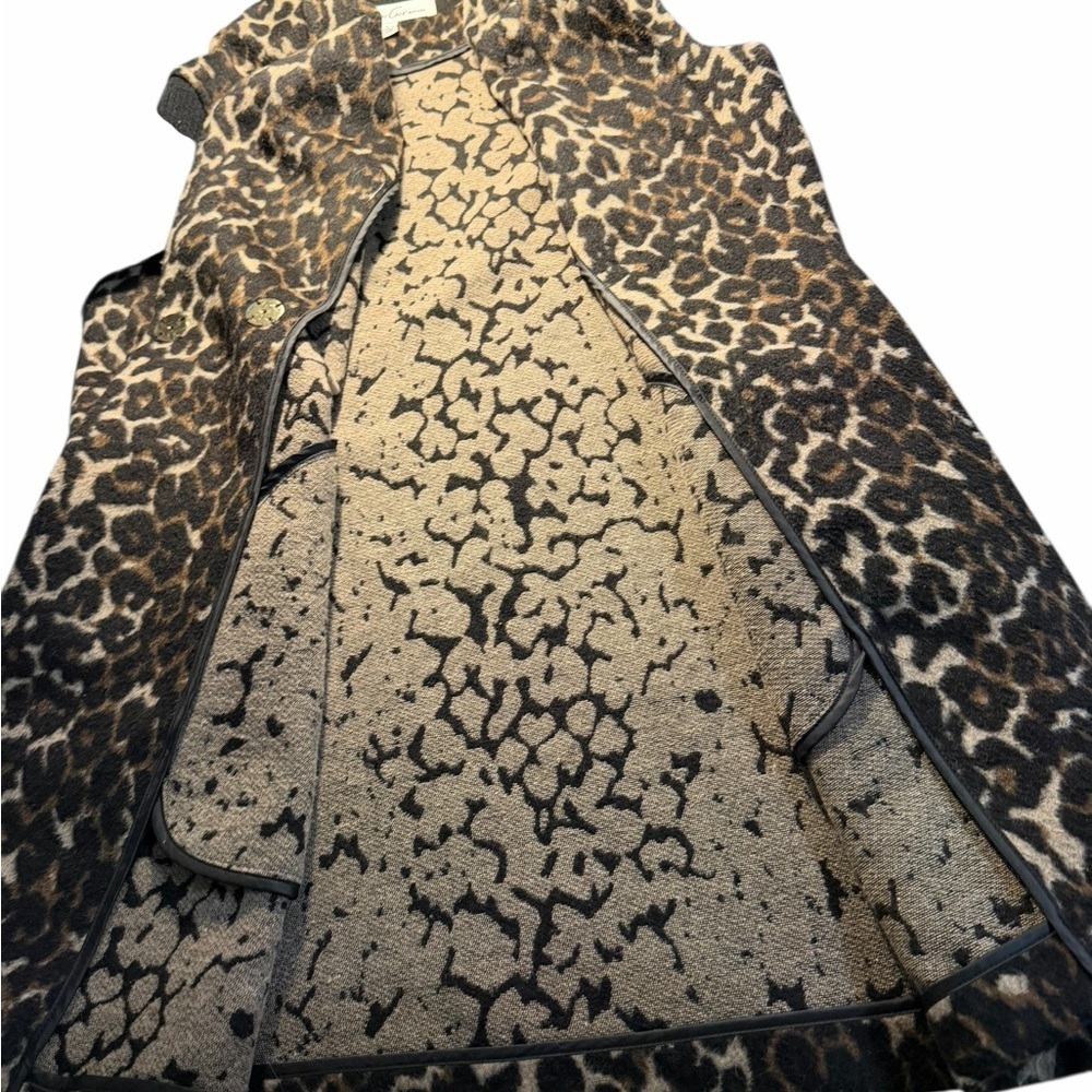 Kenneth Cole New York Cheetah Print Sweater Sleeve Coat Sz Lrg - Picture 7 of 11